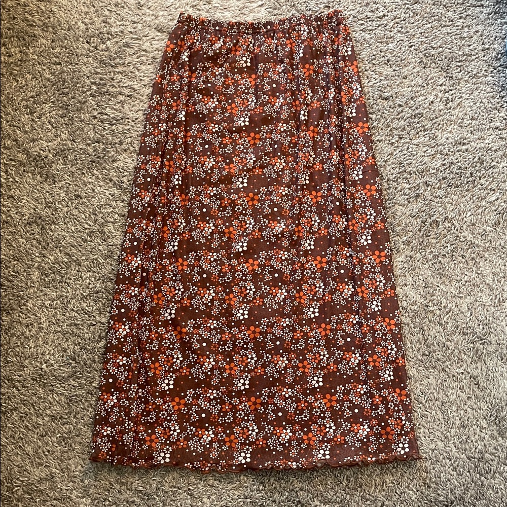 Floral Brown Maxi Skirt